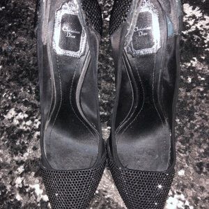 Dior black sequins/mesh heels AUTHENTIC